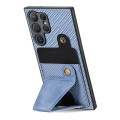 For Samsung Galaxy S24 Ultra 5G Carbon Fiber Wallet Flip Card K-shaped Holder Phone Case(Blue)