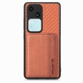 For vivo S18 Carbon Fiber Magnetic Card Bag Phone Case(Brown)