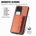 For vivo S18 Carbon Fiber Magnetic Card Bag Phone Case(Brown)