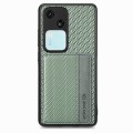 For vivo S18 Carbon Fiber Magnetic Card Bag Phone Case(Green)