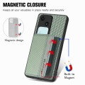 For vivo S18 Carbon Fiber Magnetic Card Bag Phone Case(Green)