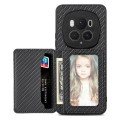 For Honor Magic6 Pro Carbon Fiber Magnetic Card Bag Phone Case(Black)