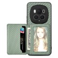 For Honor Magic6 Pro Carbon Fiber Magnetic Card Bag Phone Case(Green)