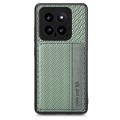 For Xiaomi 14 Carbon Fiber Magnetic Card Bag Phone Case(Green)
