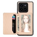 For Xiaomi 14 Carbon Fiber Magnetic Card Bag Phone Case(Khaki)