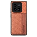 For Xiaomi 14 Pro Carbon Fiber Magnetic Card Bag Phone Case(Brown)