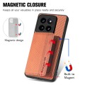 For Xiaomi 14 Pro Carbon Fiber Magnetic Card Bag Phone Case(Brown)
