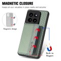For Xiaomi 14 Pro Carbon Fiber Magnetic Card Bag Phone Case(Green)