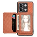 For Redmi Note 13 5G Carbon Fiber Magnetic Card Bag Phone Case(Brown)