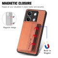 For Redmi Note 13 5G Carbon Fiber Magnetic Card Bag Phone Case(Brown)