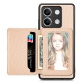 For Redmi Note 13 5G Carbon Fiber Magnetic Card Bag Phone Case(Khaki)