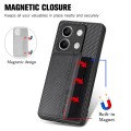 for Redmi Note 13 4G Carbon Fiber Magnetic Card Bag Phone Case(Black)