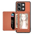 for Redmi Note 13 4G Carbon Fiber Magnetic Card Bag Phone Case(Brown)