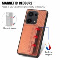 For Redmi Note 13 Pro 4G Carbon Fiber Magnetic Card Bag Phone Case(Brown)