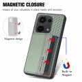 For Redmi Note 13 Pro 4G Carbon Fiber Magnetic Card Bag Phone Case(Green)