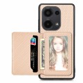 For Redmi Note 13 Pro 4G Carbon Fiber Magnetic Card Bag Phone Case(Khaki)