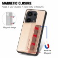 For Redmi Note 13 Pro 4G Carbon Fiber Magnetic Card Bag Phone Case(Khaki)