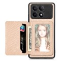 For Xiaomi Poco X6 Pro Carbon Fiber Magnetic Card Bag Phone Case(Khaki)