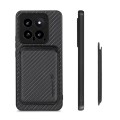 For Xiaomi 14 Carbon Fiber Leather Card Magnetic Phone Case(Black)