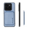 For Xiaomi 14 Carbon Fiber Leather Card Magnetic Phone Case(Blue)