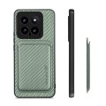 For Xiaomi 14 Carbon Fiber Leather Card Magnetic Phone Case(Green)
