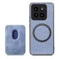 For Xiaomi 14 Pro Carbon Fiber Leather Card Magnetic Phone Case(Blue)