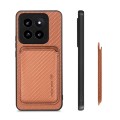 For Xiaomi 14 Pro Carbon Fiber Leather Card Magnetic Phone Case(Brown)
