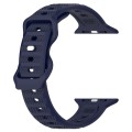 For Apple Watch 8 45mm Reverse Buckle Dot Texture Silicone Watch Band(Midnight Blue)