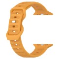 For Apple Watch 7 45mm Reverse Buckle Dot Texture Silicone Watch Band(Yellow)