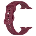 For Apple Watch 7 41mm Reverse Buckle Dot Texture Silicone Watch Band(Wine Red)