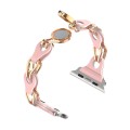 For Apple Watch 3 38mm Hollow Leather Chain Magnetic Buckle Watch Band(Pink)