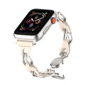 For Apple Watch 3 38mm Hollow Leather Chain Magnetic Buckle Watch Band(Starlight Color)