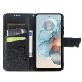 For Motorola Moto G24 Power Butterfly Love Flower Embossed Leather Phone Case(Black)