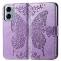 For Motorola Moto G24 Power Butterfly Love Flower Embossed Leather Phone Case(Light Purple)