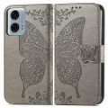 For Motorola Moto G24 Power Butterfly Love Flower Embossed Leather Phone Case(Gray)