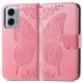 For Motorola Moto G24 Power Butterfly Love Flower Embossed Leather Phone Case(Pink)