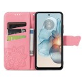 For Motorola Moto G24 Power Butterfly Love Flower Embossed Leather Phone Case(Pink)