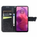For Motorola Moto G24 Butterfly Love Flower Embossed Leather Phone Case(Black)
