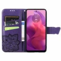 For Motorola Moto G24 Butterfly Love Flower Embossed Leather Phone Case(Dark Purple)