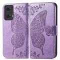 For Motorola Moto G24 Butterfly Love Flower Embossed Leather Phone Case(ligth Purple)