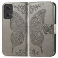 For Motorola Moto G24 Butterfly Love Flower Embossed Leather Phone Case(Gray)