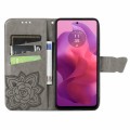 For Motorola Moto G24 Butterfly Love Flower Embossed Leather Phone Case(Gray)