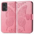 For Motorola Moto G24 Butterfly Love Flower Embossed Leather Phone Case(Pink)