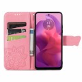 For Motorola Moto G24 Butterfly Love Flower Embossed Leather Phone Case(Pink)