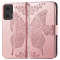 For Motorola Moto G24 Butterfly Love Flower Embossed Leather Phone Case(Rose Pink)