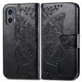 For Motorola Moto G Stylus 5G 2024 Butterfly Love Flower Embossed Leather Phone Case(Black)