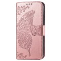 For Motorola Edge 50 Pro Butterfly Love Flower Embossed Leather Phone Case(Rose Pink)