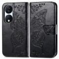 For Honor X7b Butterfly Love Flower Embossed Leather Phone Case(Black)