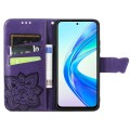 For Honor X7b Butterfly Love Flower Embossed Leather Phone Case(Dark Purple)