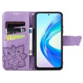 For Honor X7b Butterfly Love Flower Embossed Leather Phone Case(Light Purple)
